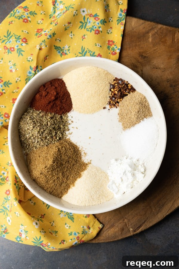 In as long as it takes to measure a few tablespoons of things, you can have the best Chicken Taco Seasoning you’ve ever tasted. Not only is it great on chicken tacos, but it’s wonderful on grilled, roasted, and air fryer chicken to boot! Homemade seasonings blends can be the difference between amazing and alright. When you make it at home, you are able to use the freshest spices and herbs and that makes an impact you won’t believe until you taste it.