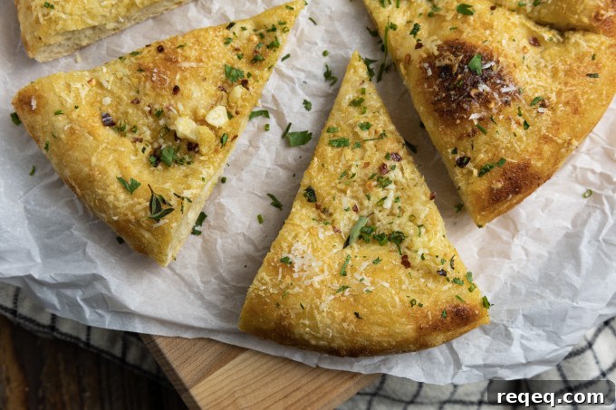 Baked garlic pizza with golden crust