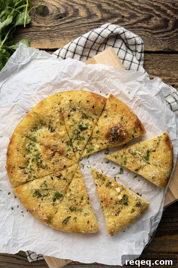 Sliced garlic pizza ready to serve