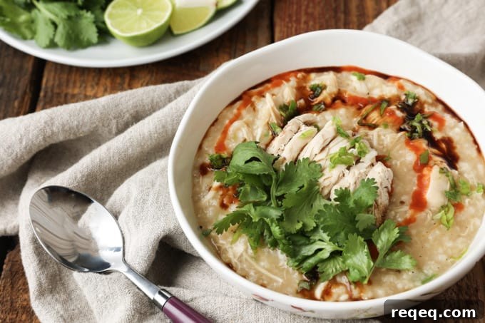 Vietnamese Chicken Congee (Cháo Gà): Authentic Recipe & Tips 5 Bowl of chao ga garnished with herbs