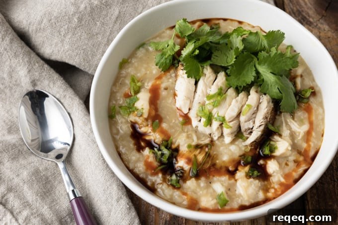 Vietnamese Chicken Congee (Cháo Gà): Authentic Recipe & Tips 6 Final bowl of chao ga with herbs and lime