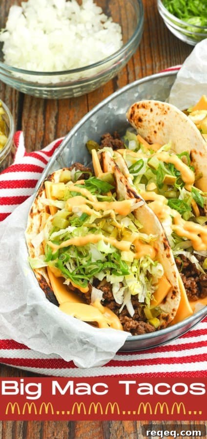 Big Mac–Style Tacos: Copycat Recipe for the Classic Flavor 6 Finished Big Mac Tacos ready to eat.