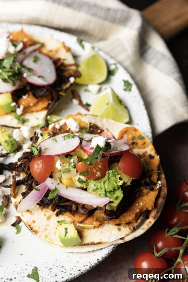 Close up of roasted mushrooms for tacos