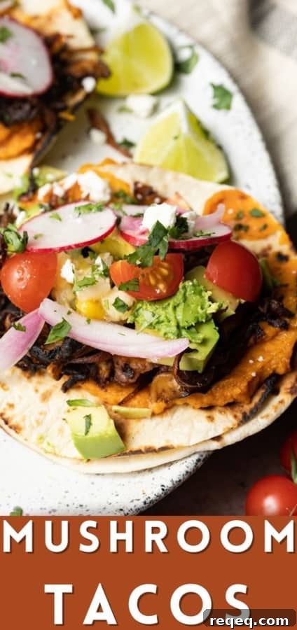 Plated mushroom tacos ready to eat
