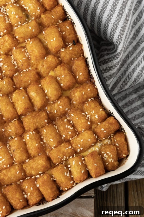 Big Mac Casserole Recipe: Easy Homemade Cheeseburger Bake 4 Big Mac Casserole: Saucy ground beef that tastes just like a Big Mac topped with melty cheese and tater tots then baked to bubbly, crispy tater tots topped perfection. This delicious meal the whole family will love is served with your favorite burger toppings like fistfuls of shredded lettuce, diced onion and dill pickle, and drizzled with "special sauce" or thousand island dressing. And while this twist on classic comfort food might sound weird, it is a great family dinner.