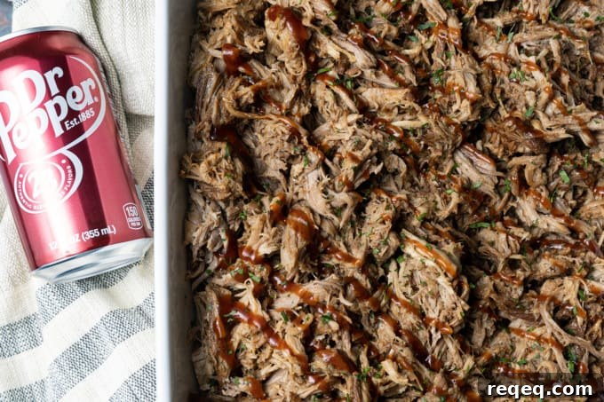 Dr Pepper Pulled Pork in a Slow Cooker: Tender, Tangy Recipe 3 Let your slow-cooker do the heavy lifting for dinner with succulent, juicy, versatile Crock pot Dr. Pepper pulled pork. Fewer than 10 minutes of hands-on time yields enough irresistible pulled pork for more than one meal!