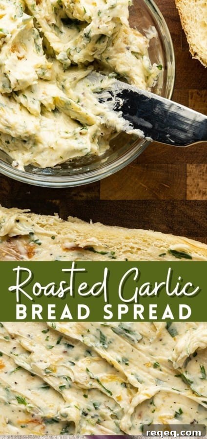 Creamy Garlic Herb Spread for Garlic Bread 7 There are very few meals that are not immeasurably improved by a crusty garlic bread spread lavishly with melted butter, studded with roasted garlic, and carpeted with abundant fresh herbs. Time is often short, though, so keep a batch of this heavenly, fragrant garlic spread for bread on hand to make short work of big flavour.