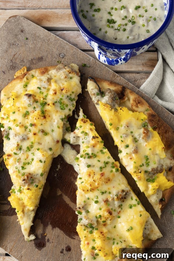 Cheesy scrambled eggs for the pizza