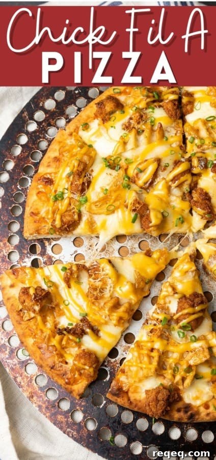 Chick Fil A Pizza sliced and ready to serve