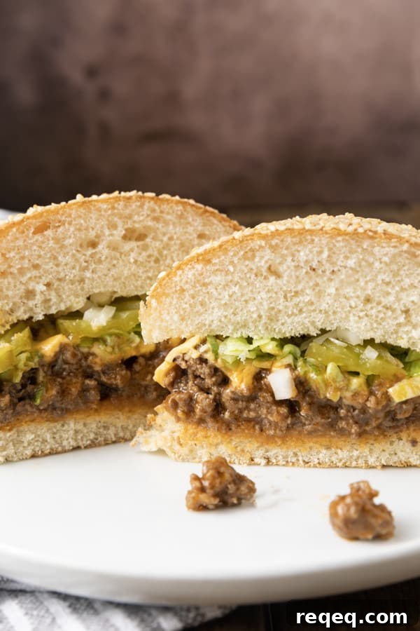 Big Mac–Style Sloppy Joes: Classic Cheeseburger Flavors in a Sandwich 3 Big Mac Sloppy Joes plated and ready to serve