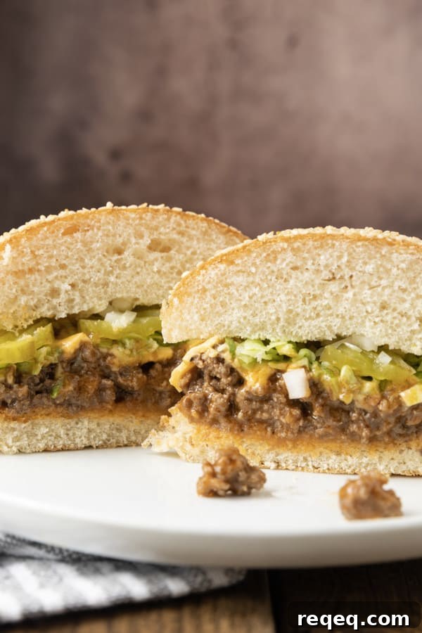 Big Mac–Style Sloppy Joes: Classic Cheeseburger Flavors in a Sandwich 5 Big Mac Sloppy Joes ready to serve