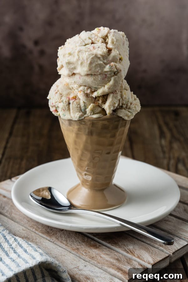 Fruity Pebbles Ice Cream Recipe: Colorful Cereal Ice Cream Scoop 5 This easy, no-cook Fruity Pebbles Ice Cream tastes like a sweet bowl of your favourite fruity flavour cereal in ice cream form. It's a party!