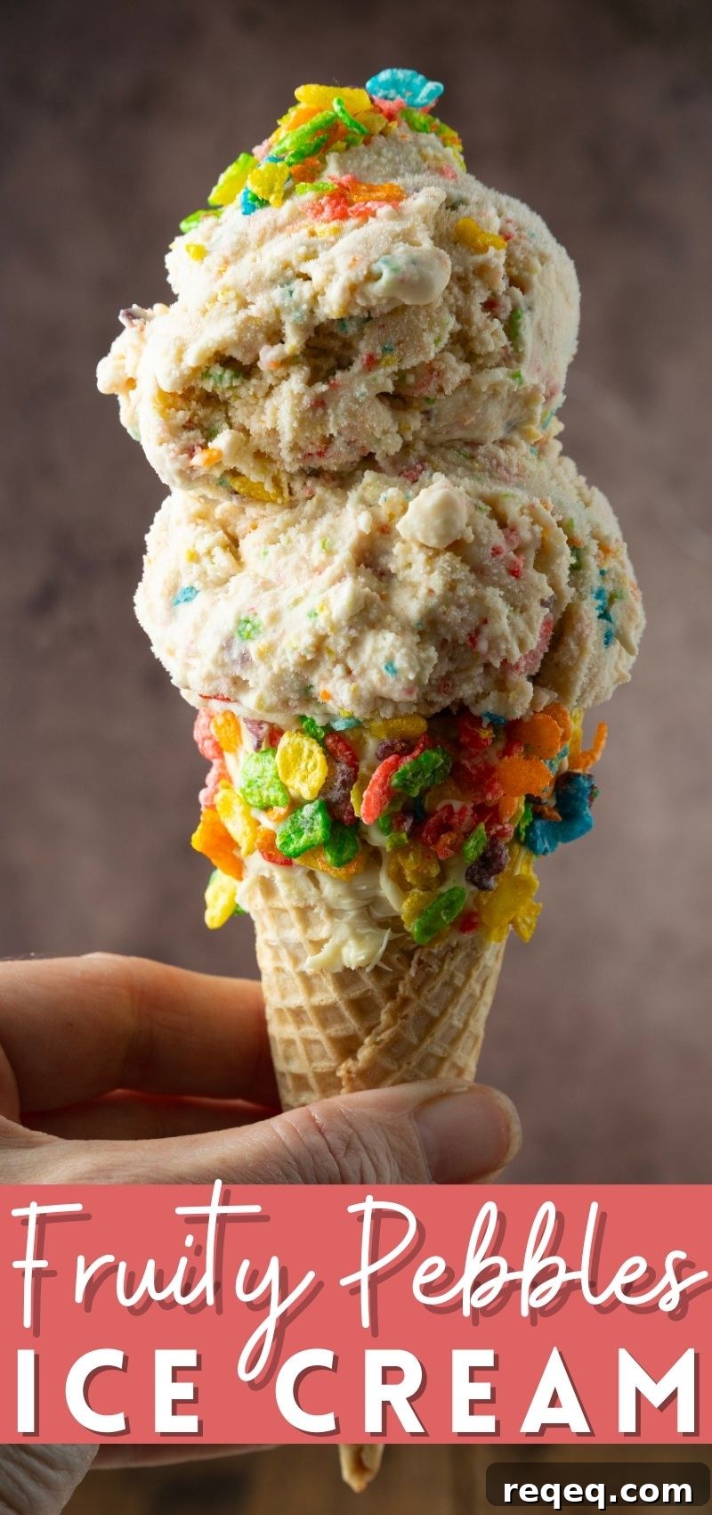 Fruity Pebbles Ice Cream Recipe: Colorful Cereal Ice Cream Scoop 7 This easy, no-cook Fruity Pebbles Ice Cream tastes like a sweet bowl of your favourite fruity flavour cereal in ice cream form. It's a party!