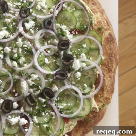 Mediterranean Hummus Pizza #Vegetarian foodiewithfamily.com