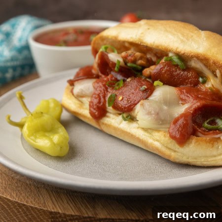 Savory Pizza Sandwich Recipe: Crispy, Cheesy, and Quick 7 pizza sub sandwich on a plate