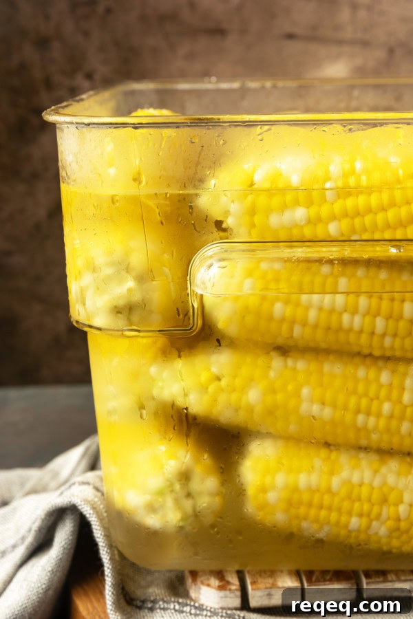 How to Freeze Sweet Corn for Peak Flavor and Freshness 5 blanched sweet corn in an ice water bath