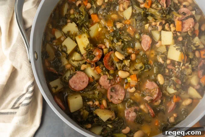 swamp soup in a bowl and in a dutch oven