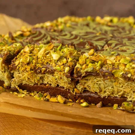 Decadent Dubai Chocolate Brownies Recipe — Rich, Fudgy Squares 10 Viral Dubai Chocolate Brownies on parchment paper