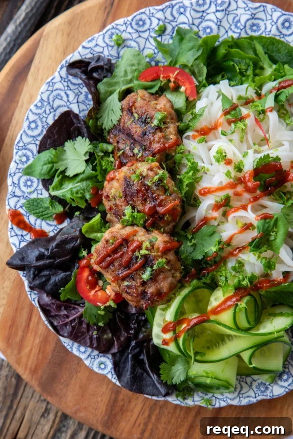 Bún Chả Vietnamese Grilled Pork Patties Recipe 3 bun cha vietnamese pork patties on salad