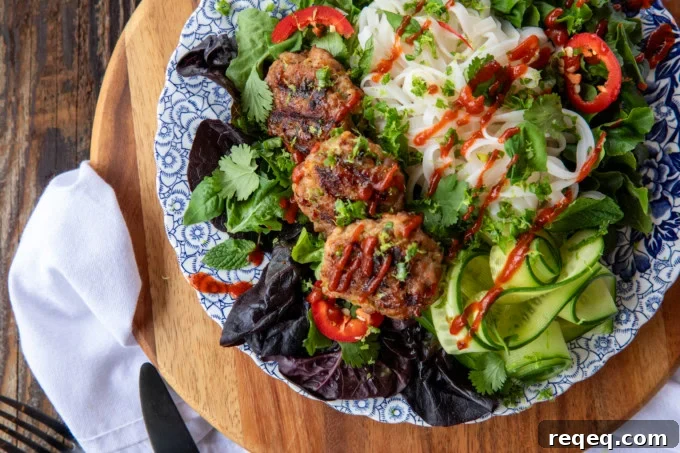 Bún Chả Vietnamese Grilled Pork Patties Recipe 4 bun cha vietnamese pork patties on salad