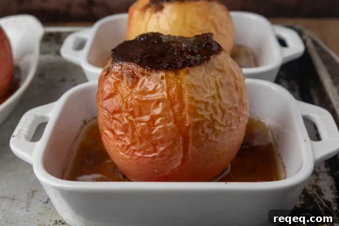 old-fashioned baked apples in ramekins