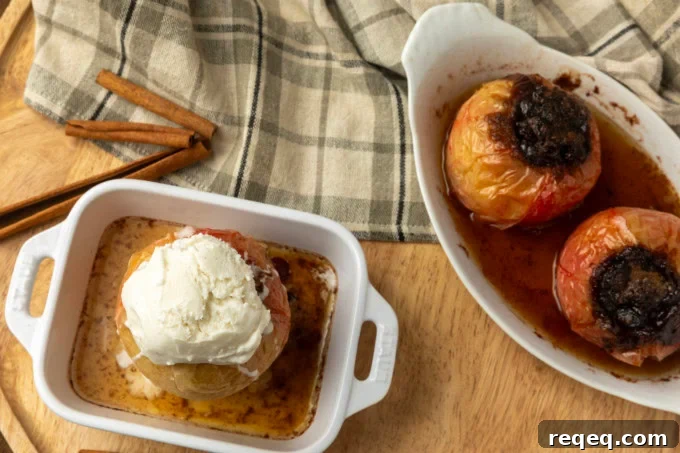 old-fashioned baked apples in ramekins