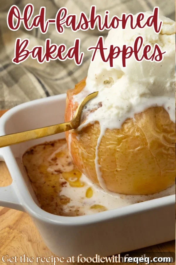 baked apples with vanilla ice cream