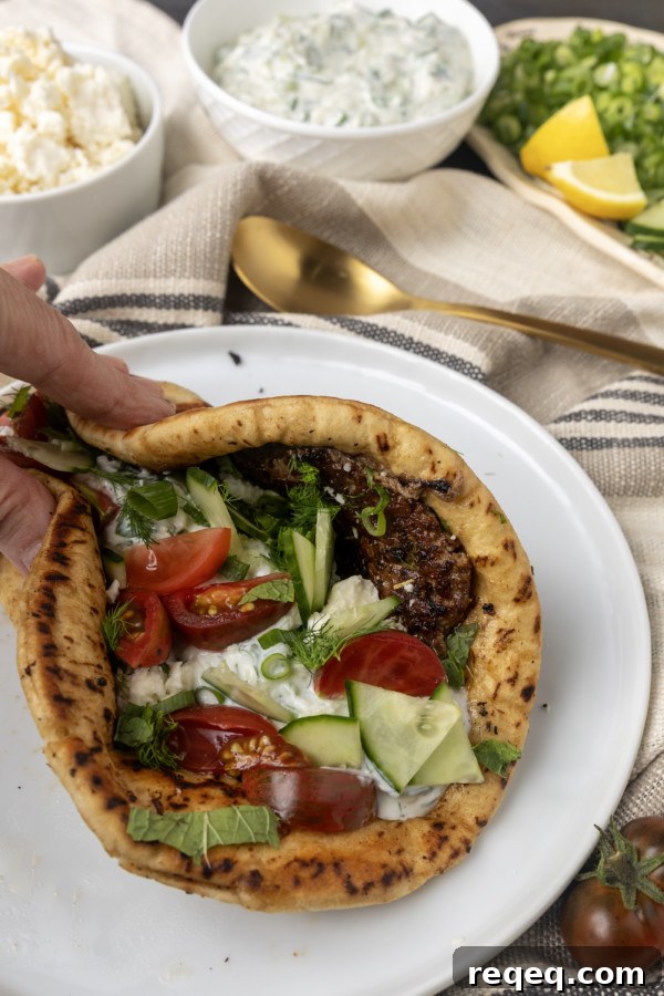 Authentic Gyro Pita Bread Recipe for Soft, Fluffy Pitas 5 Stack of pitas and fillings