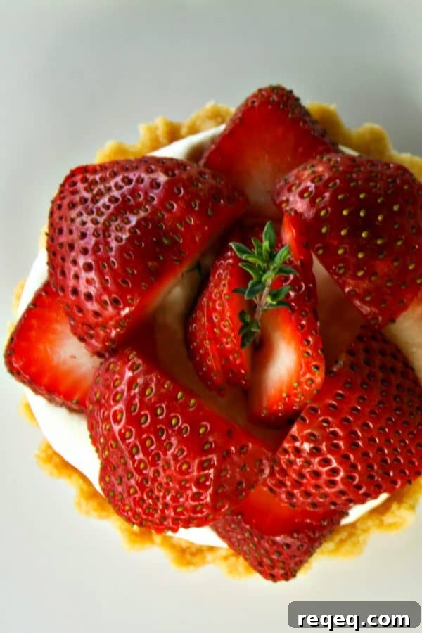 Brown Sugar Strawberry & Cream Tartlets: Easy Decadent Dessert 3 Brown Sugar Strawberries and Cream Tartlets in butter tart shells