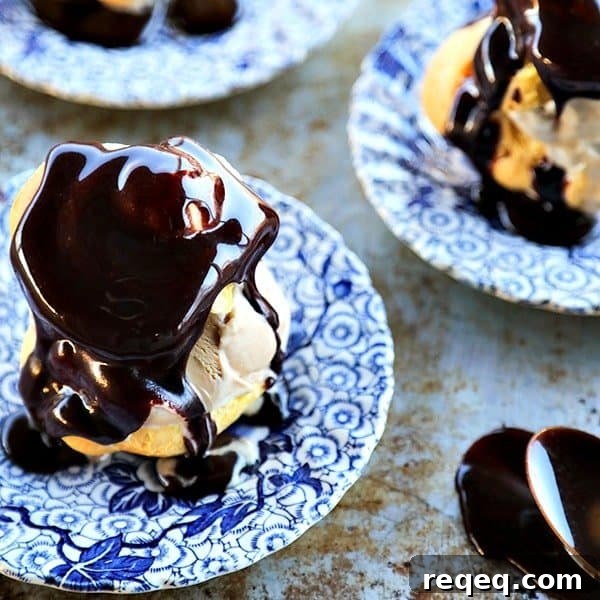 Classic French Profiteroles Recipe: Cream-Filled Choux Pastry Dessert 7 Grandma Val's Hot Fudge Sauce: caramel like ribbons of deep, rich, chocolatey fudge for the ultimate ice cream indulgence!