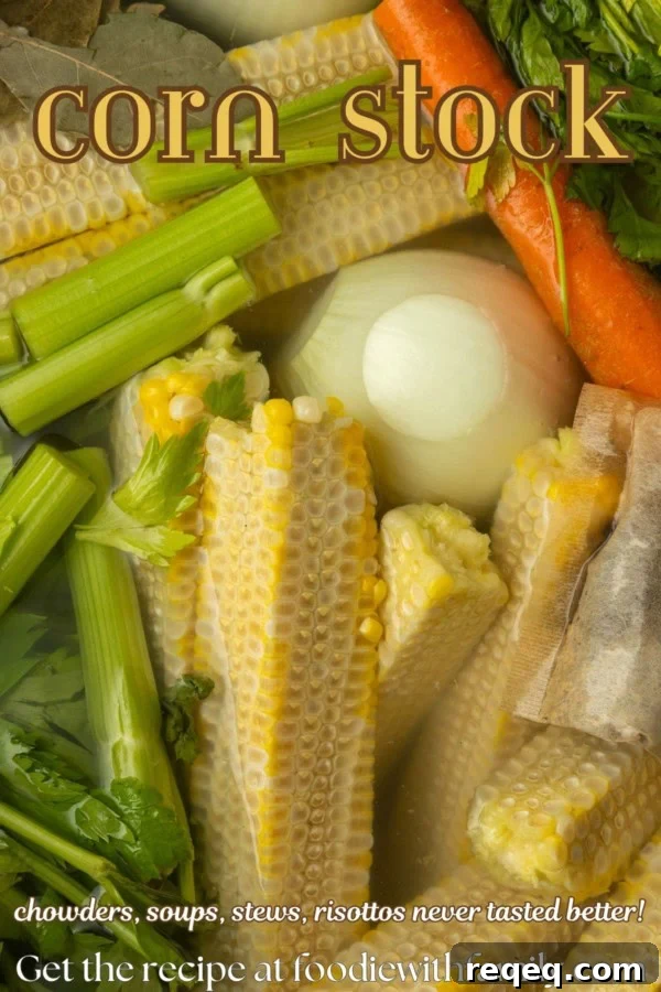 Corn Stalk Care and Harvest Guide: Tips for Stronger Plants 9 corn cobs and vegetables in a stockpot to make corn stock with text overlay describing the photo