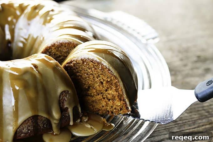 Pumpkin Spice Cake with Maple Frosting and Cider Caramel Drizzle 2 Pumpkin spice Cake with Maple Glaze and Cider Caramel